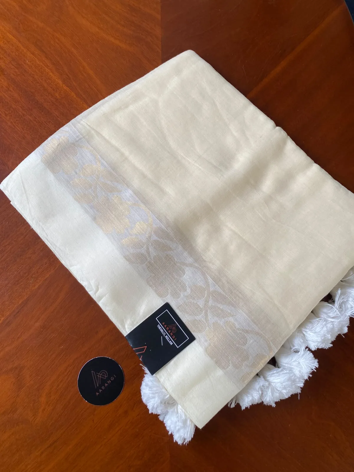 Mul Mul Cotton Saree with Silver Border