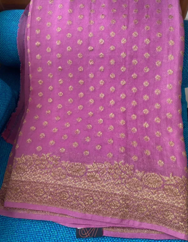 PINK PREMIUM BANARASI KHADI GEORGETTE SAREE