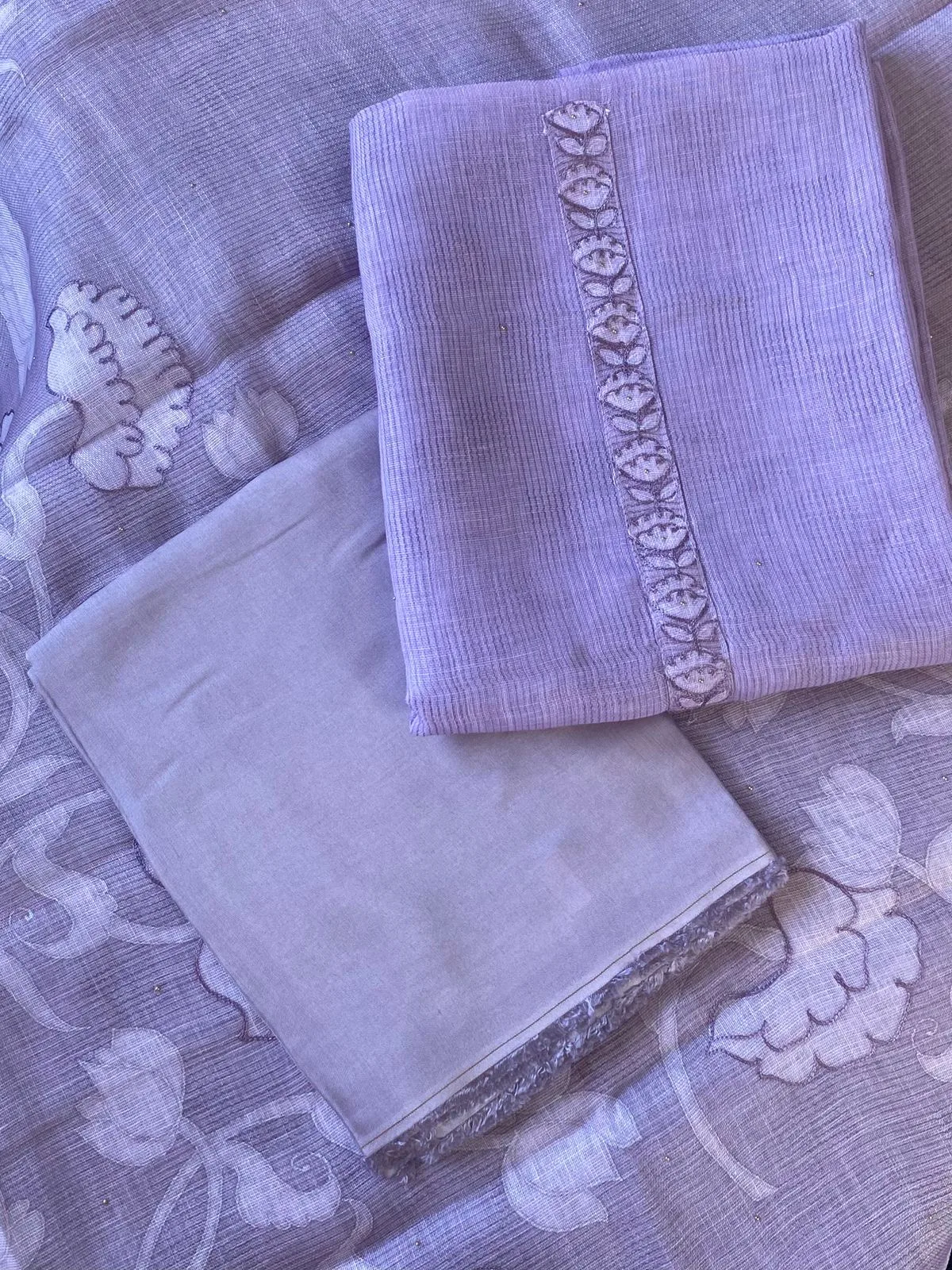Lavender Linen Unstitched Suit