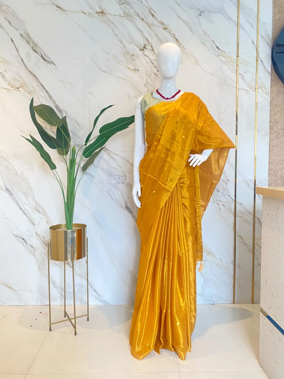 Mustard Tissue Mul Mul Cotton Saree