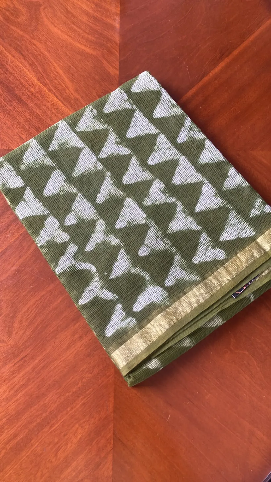 Olive Green Kota Doria Saree