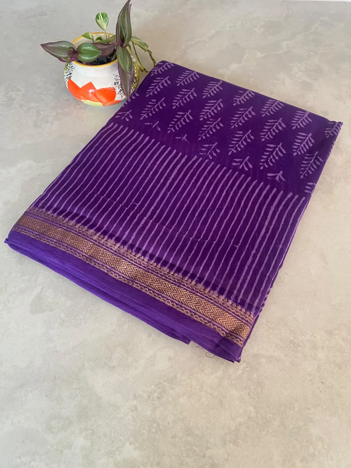 Purple Maheshwari Cotton Silk Saree