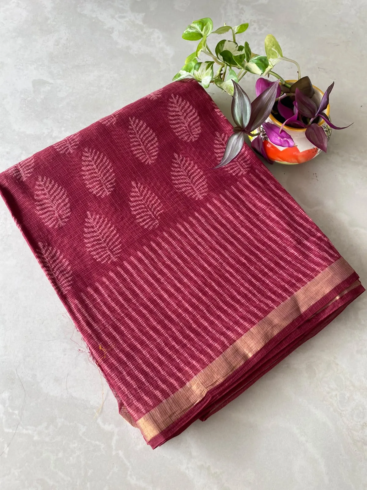 Wine Kota Doria Saree